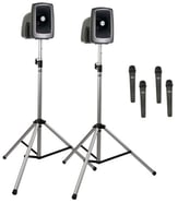 Megavox Deluxe AIR Package 4 - Two-Speaker PA System MEGA2-XU4, MEGA2-AIR, Four SS-550, and 4 wireless handheld mic